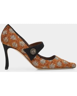 Manolo Blahnik Petronia Geometric Mary Jane Pumps - Brown