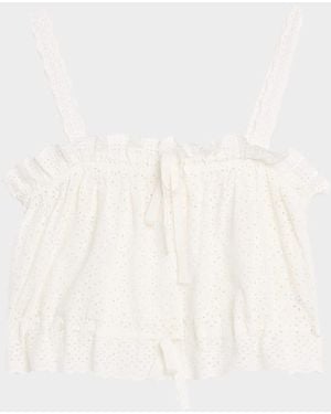 Ulla Johnson Isola Embroidered Eyelet Cotton Top - White