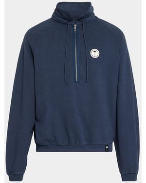 Palm Angels Apos;S Cotton Half-Zip Sweatshirt - Blue