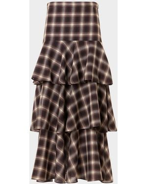 Akris Punto Shelley Plaid Techno Wool-Blend Midi Skirt - Multicolor