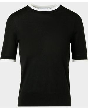 Akris Punto Layered Short-Sleeve Knit Sweater - Black
