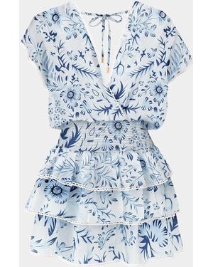 Melissa Odabash Jess Printed Tiered Mini Dress - Blue