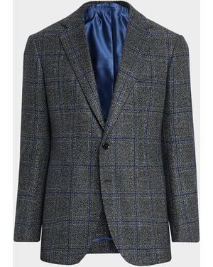 Cesare Attolini Apos;S Windowpane Wool Two-Button Jacket - Blue
