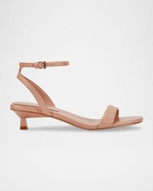 Marc Fisher Alona Leather Kitten Ankle-Strap Sandals - Pink