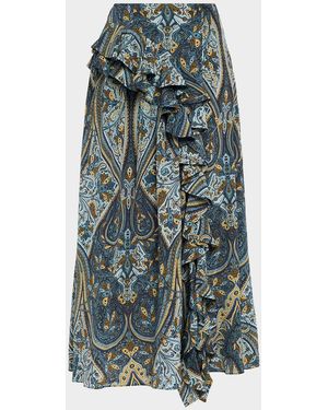Ulla Johnson Riele Cascading Ruffle Skirt - Blue