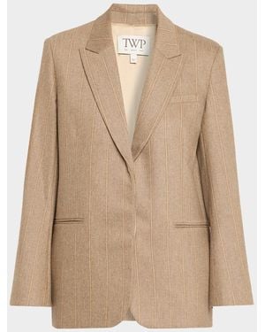 Twp Sweet Pea Stretch Wool Pintuck Blazer - Natural