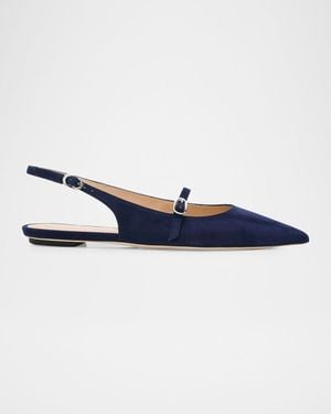 Stuart Weitzman Emilia Suede Mary Jane Slingback Ballerina Flats - Blue