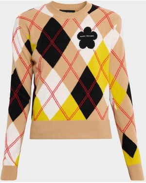 Marc Jacobs Preppy Daisy Argyle Crewneck Sweater - Multicolor