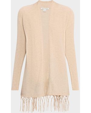 Sofiacashmere Cashmere Fringe Cardigan - Natural