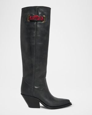 Chloé 70Mm Azelan Leather Knee-High Boots - Black