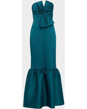 Aidan Mattox Strapless Stretch Mikado Mermaid Gown - Blue