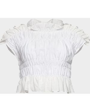 Cinq À Sept Evalina Smocked Crop Top - White
