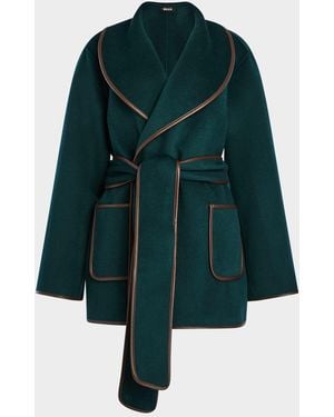 SER.O.YA Dulcetta Wool-Blend Wrap Coat - Green