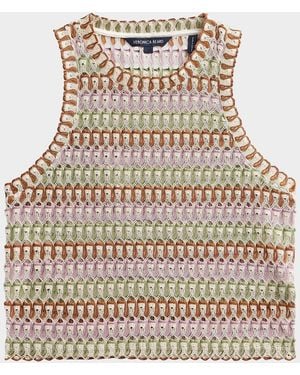 Veronica Beard Rhett Geometric-Knit Tank - Natural