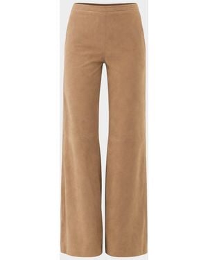 Lamarque Elise Suede Wide-Leg Pants - Natural