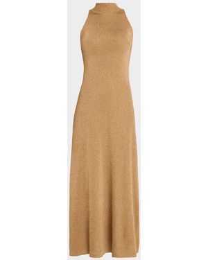 Altuzarra Mitzi Metallic Mock-Neck Midi Dress - Natural