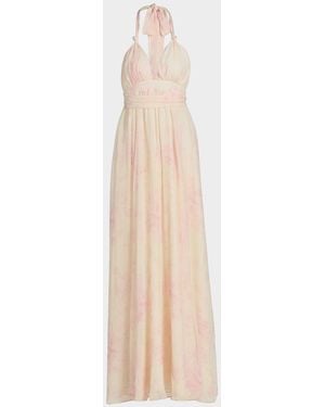 LoveShackFancy Lilah Floral Silk Maxi Dress - Natural