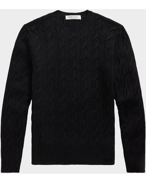 Ralph Lauren Apos;S Cashmere Cable Crewneck Sweater - Black