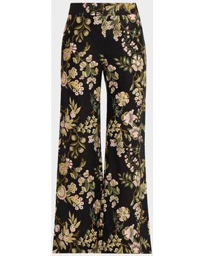Cara Cara Josephine Floral Linen Pants - Black