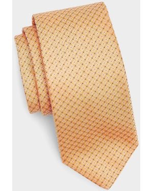 Canali Micro Quadratti Silk Tie - White