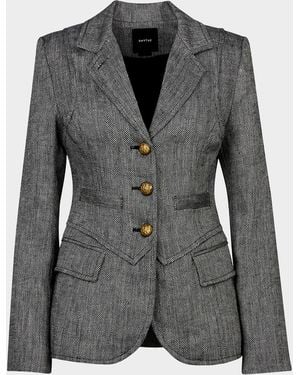 Smythe Three-Button Herringbone Blazer - Gray