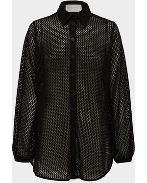 Aqua Blu Australia Odilia Crochet Beach Shirt - Black