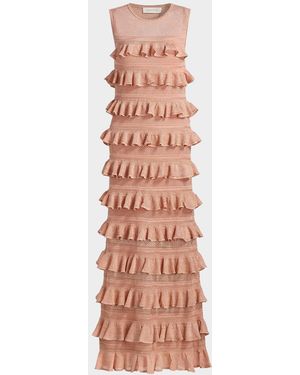 Zimmermann Luna Frill-Tiered Midi Dress - Multicolor