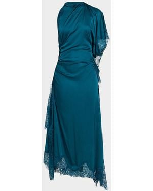 A.L.C. Miriam Draped Satin Lace Dress - Blue