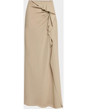 Michael Kors Draped Fluid Wool Maxi Skirt - Natural