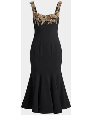 Mac Duggal Crepe Mermaid Midi Dress - Black