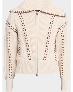 Rails Lune Whipstitch Zip Cardigan - Natural