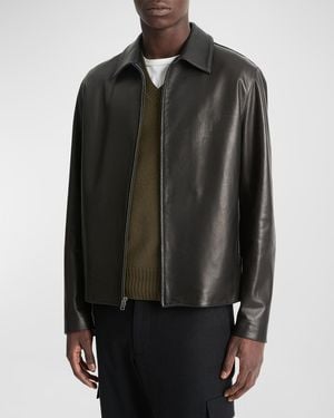 Vince Apos;S Leather Zip-Up Jacket - Black