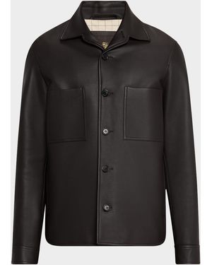 Loro Piana Evandro Calfskin Overshirt - Black