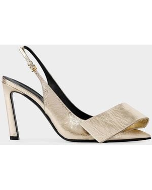 Givenchy Twisted Ribbon 95Mm Metallic Leather Slingback Pumps