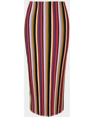 STAUD Noemi Striped Midi Skirt - Red