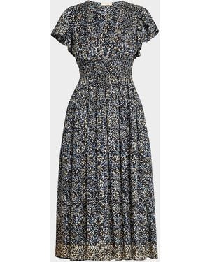 Ulla Johnson Lyria Printed Cotton Midi Dress - Gray