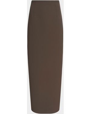 KHAITE Winton Crepe Midi Column Skirt - Brown