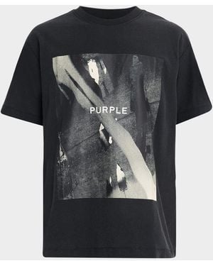 Purple Logo Textured Jersey T-Shirt - Black