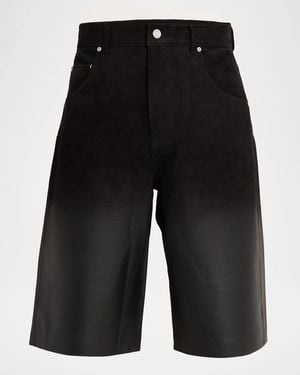 Purple Apos;S Leather Track Wide-Leg Shorts - Black