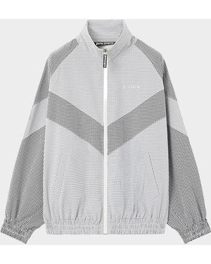Palm Angels Apos;S Logo Vichy Micro-Gingham Track Jacket - Gray