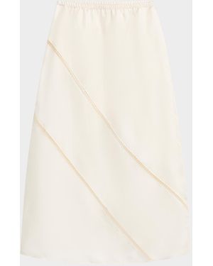 DIOTIMA Tobago Lattice-Inset Silk Midi Skirt - Natural