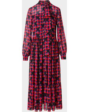 Akris Punto Francoise Hardy Print Georgette Midi Dress - Red