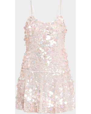 LoveShackFancy Liria Sequined Mini Dress - Pink