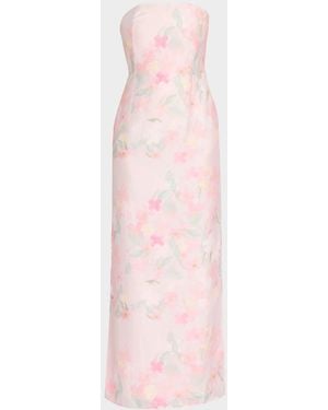 BERNADETTE Elora Strapless Floral Linen Maxi Dress - Pink