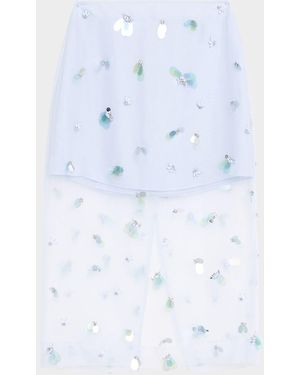Jonathan Simkhai Delilah Embellished Tulle Midi Skirt - Blue