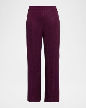 Emanuel Ungaro Wide-Leg Rhinestone Pants - Purple