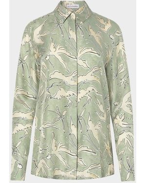 Altuzarra Chika Printed Silk Top - Green