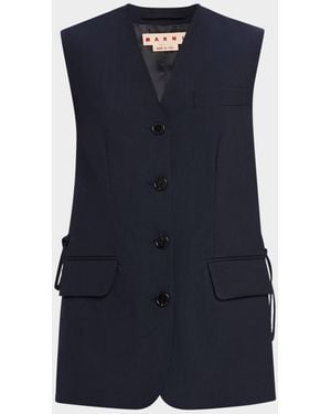 Marni Side Ties Single-Breasted Vest - Blue