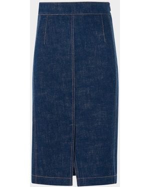 Akris Punto Pencil Winter Denim Midi Skirt - Blue