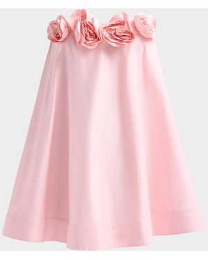 Cynthia Rowley Nerisia 3D Floral Strapless Trapeze Mini Dress - Pink